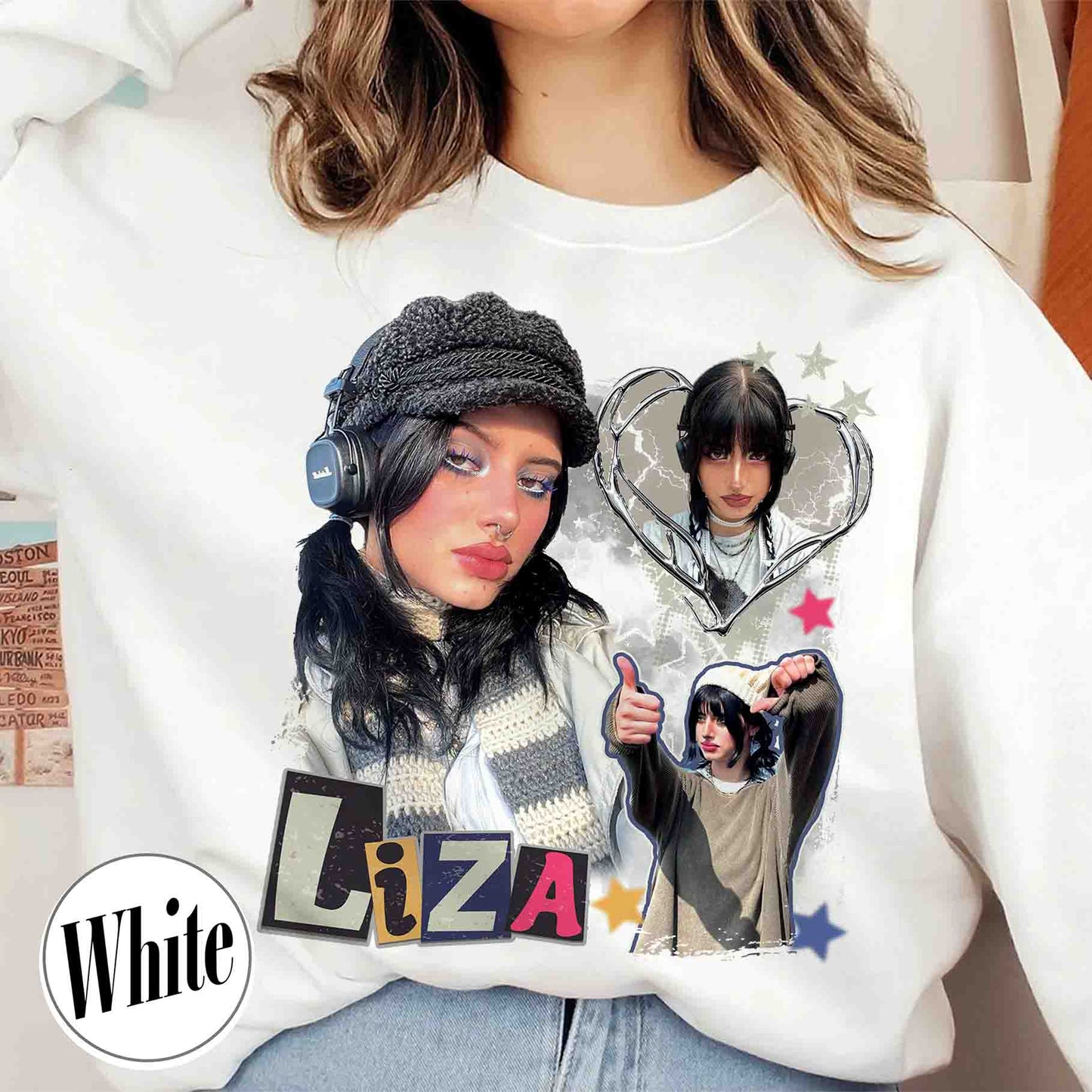 Custom Y2k Sweatshirt, Custom Photo Bootleg Girlfriend, 90s Retro Sweatshirt
