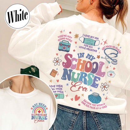 Personalized School Nurse Sweatshirts, Custom Nurse Sweatshirts, Nursing School Sweatshirt, Nursing School Gift, in My Nursing School Era Sweatshirts