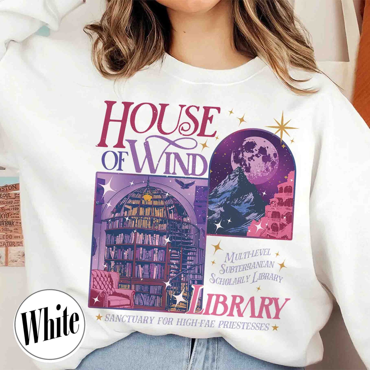 Bookish Sweatshirt, House of Wind Library Sweatshirt, Acotar Sweatshirt, Library Velaris Sweatshirt