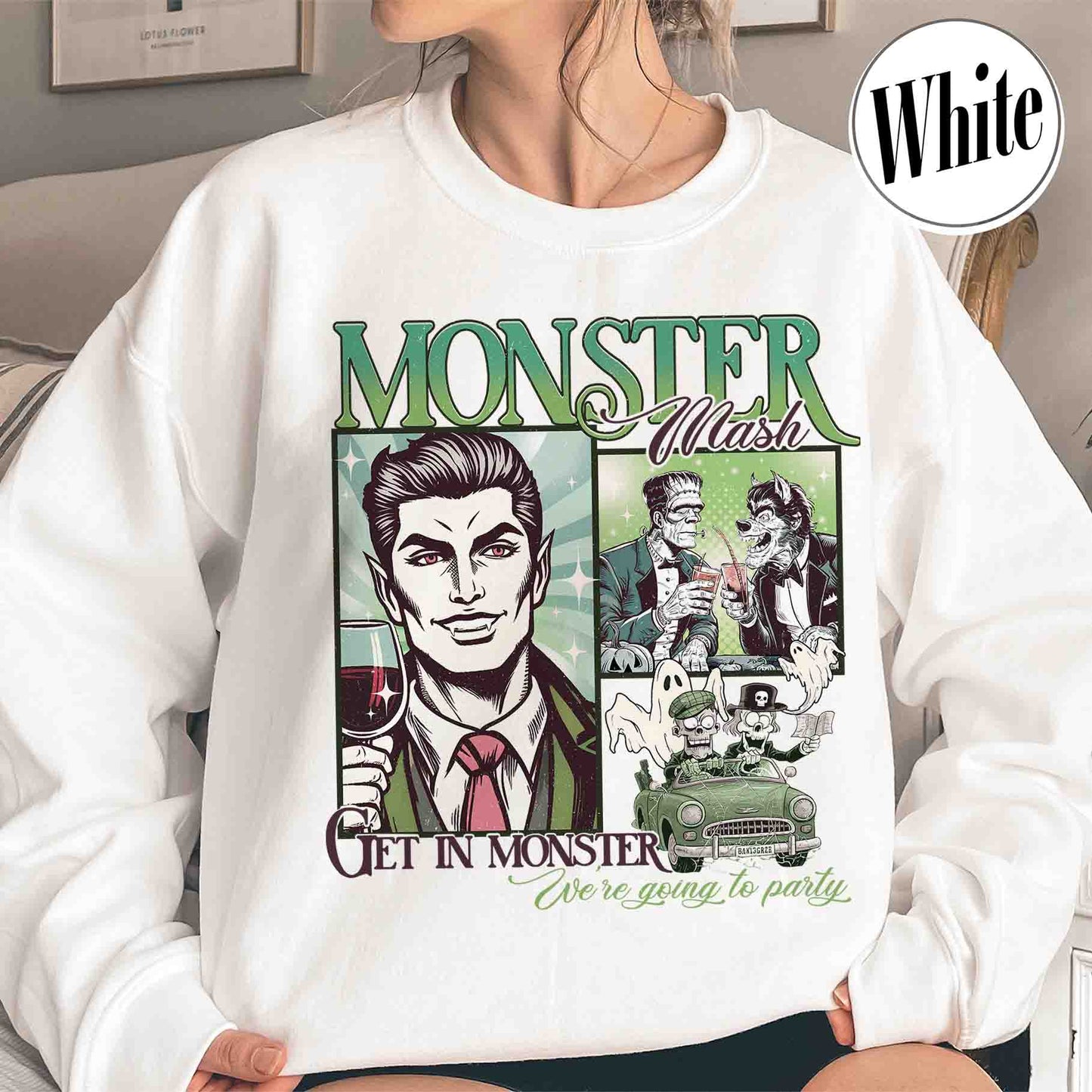 Halloween Sweatshirt, Monster Mash Sweatshirt, Get in Monster Sweatshirt, Ghost Halloween Sweatshirt