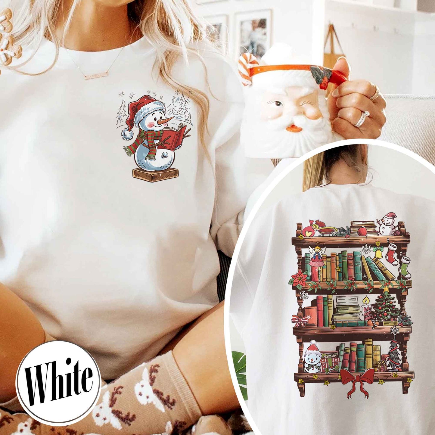 Funny Librarian Sweatshirt, Book Lover Librarian Gift, Bookworm Christmas Sweatshirt, Library Shirts for Christmas, Snowman Read Book Sweatshirt