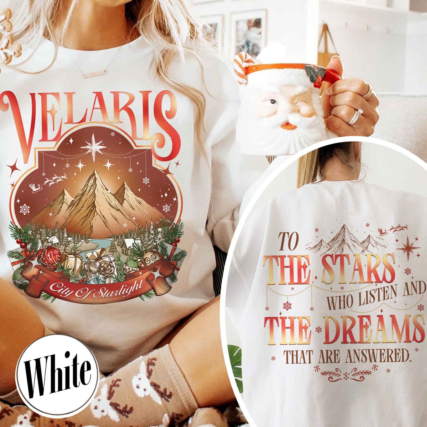 Velaris City of Starlight Two-Sided Sweatshirt, Velaris Sweatshirt Comfort Colors, Velaris City Starlight Sweatshirt, City of Velaris, Velaris Christmas Sweatshirt