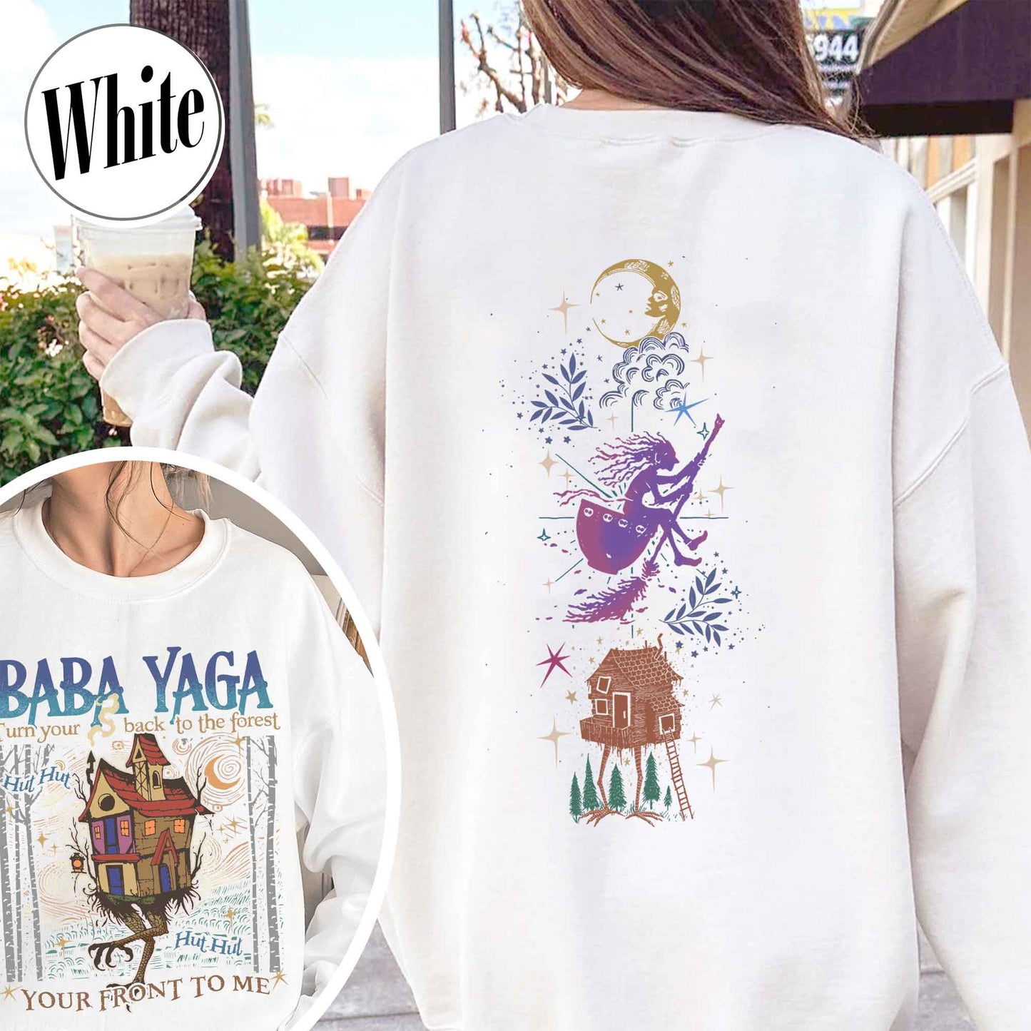 Baba Yaga SweatShirt, Baba Yaga House SweatShirt, Fairy Tale SweatShirt, Baba Yaga Hut, Warm Slavic Folklore Graphic SweatShirt for Witches