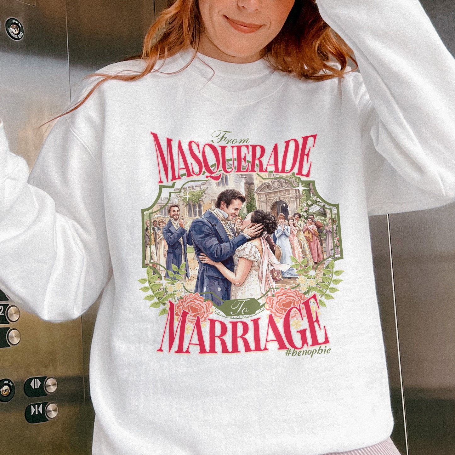 From Masquerade to Marriage #benophie Regency Wedding, Bridgerton Inspired Romance Book Lover Sweatshirt