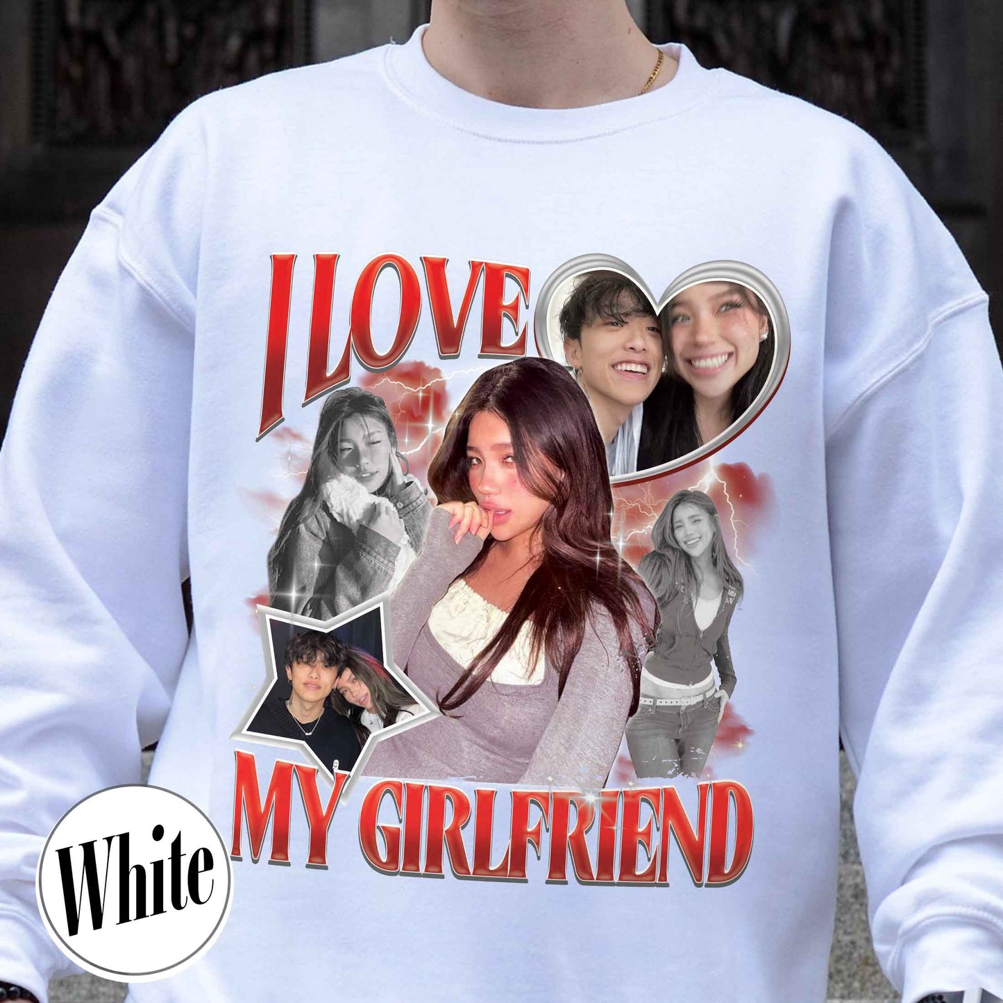 Valentine’s Day Sweatshirt, Custom I Love My Girlfriend Sweatshirt, Custom Photo Rap Sweatshirt