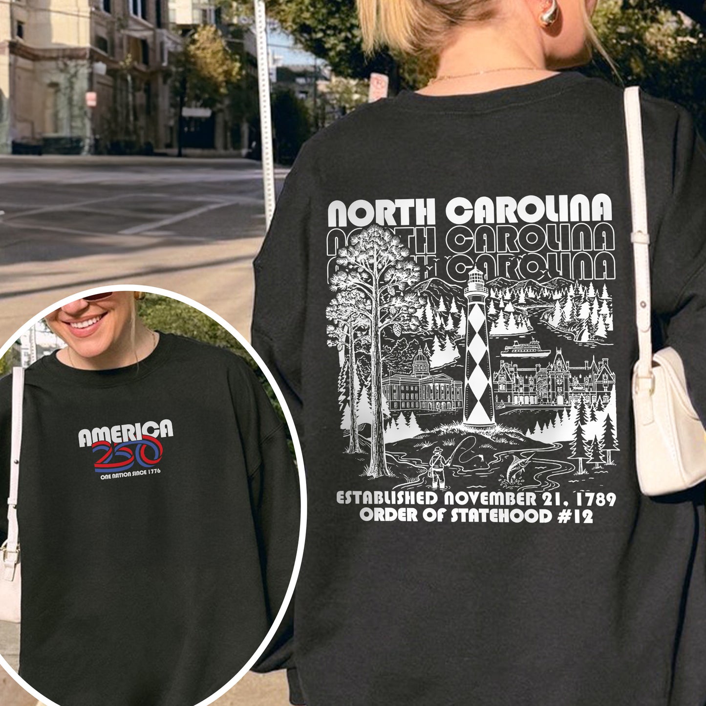 America 250 - USA 250th Anniversary - North Carolina - One Nation Since 1776 - American Heritage Sweatshirt