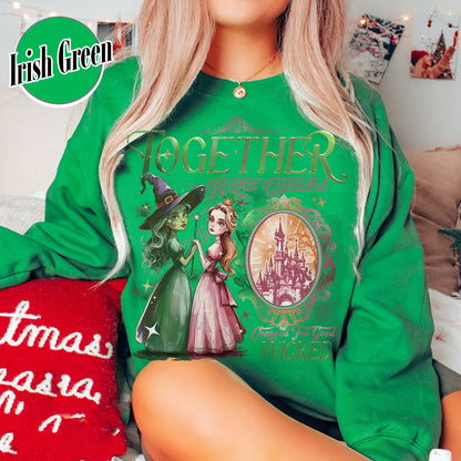 Wicked Change For Good Sweatshirt, Wicked Musical Movie Fan Xmas Gift, Wicked Glitter Sweatshirt, Witch Pink and Green Sweatshirt, Changed For Good wicked