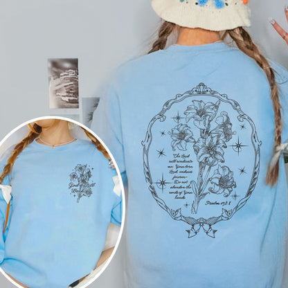 God’s Still Working – Vintage Botanical Faith & Psalm 138:8 Illustration Sweatshirt