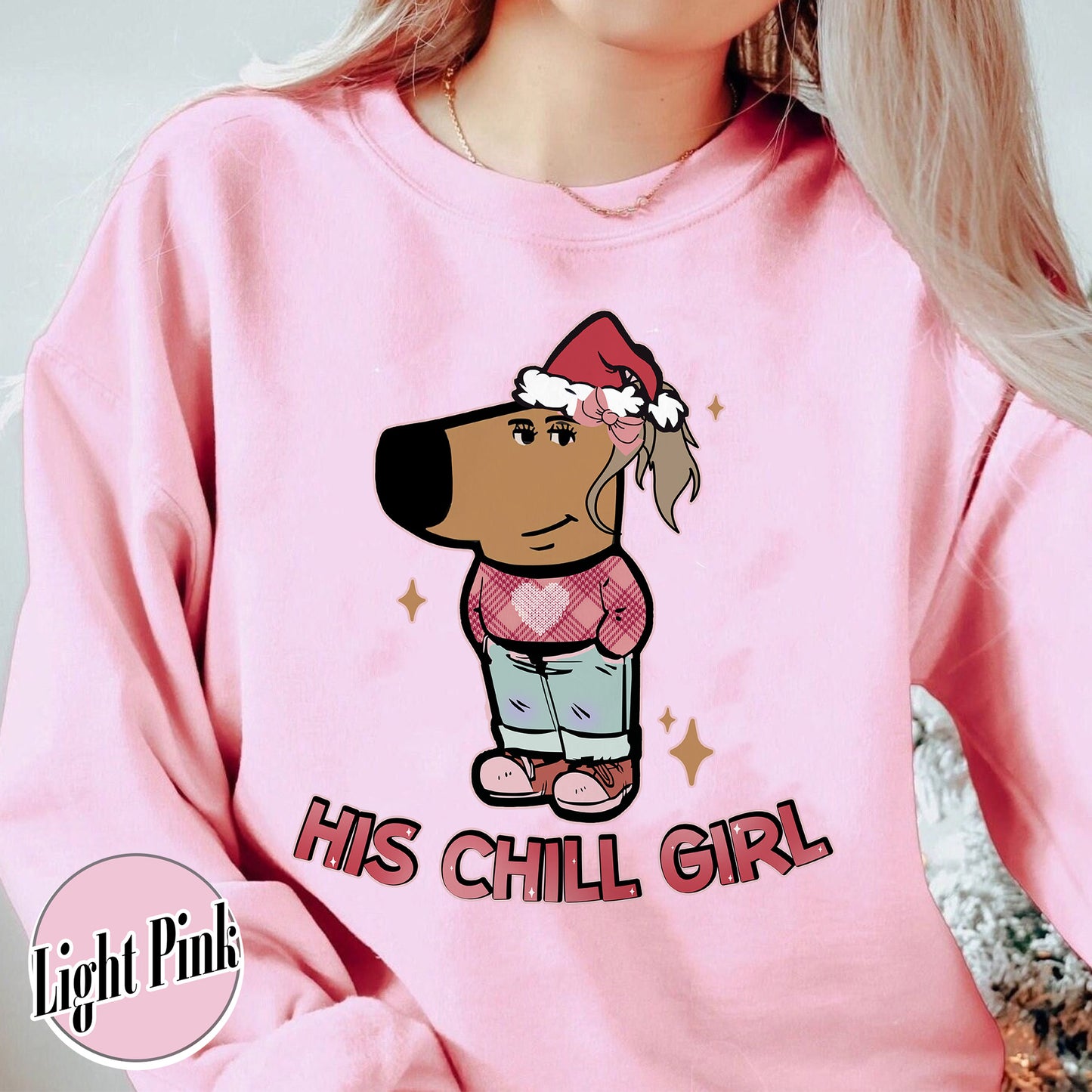 Chilly Christmas Sweatshirt, Funny Boyfriend Sweatshirt, Chill Dog TikTok Meme, Viral Dog Cartoon, Matching Xmas, Funny Couple Christmas Sweatshirt