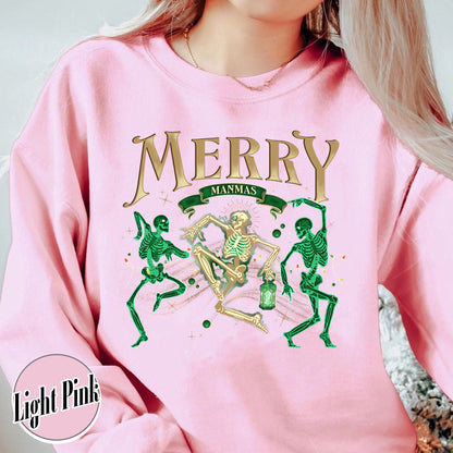 Merry Manmas Sweatshirt, Dancing Skeletons for Christmas Sweatshirt, Dancing Skeleton Christmas, Skeleton Christmas Tis the Season, Necromancer Sweatshirt