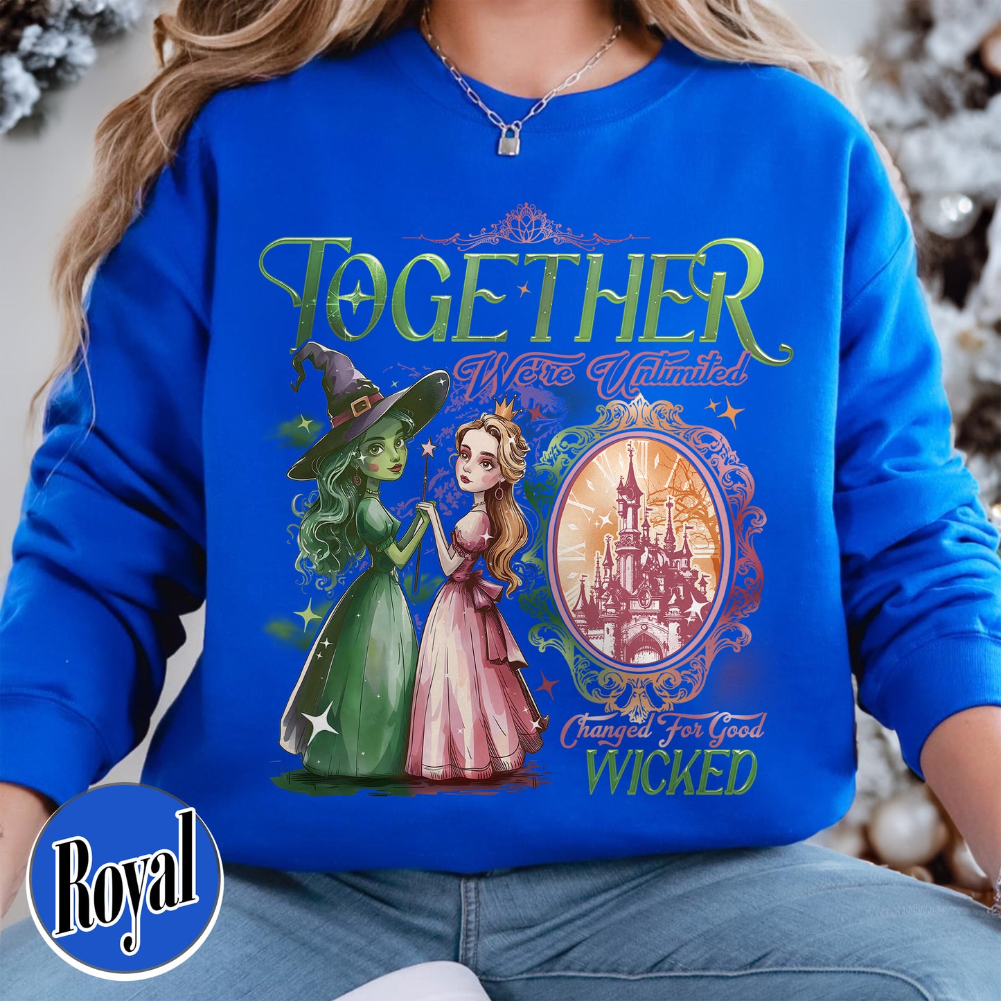 Wicked Change For Good Sweatshirt, Wicked Musical Movie Fan Xmas Gift, Wicked Glitter Sweatshirt, Witch Pink and Green Sweatshirt, Changed For Good wicked