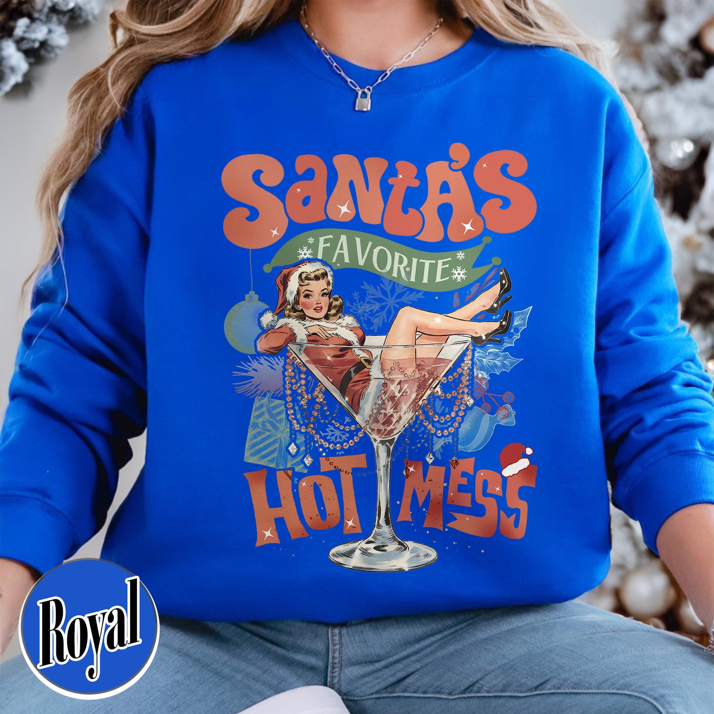 Santa Favorite Hot Mess Wine Sweatshirt, Christmas Martini Sweatshirt, Martini Christmas Sweatshirt, Coquette Christmas Drink Sweatshirt, Espresso Martini Christmas