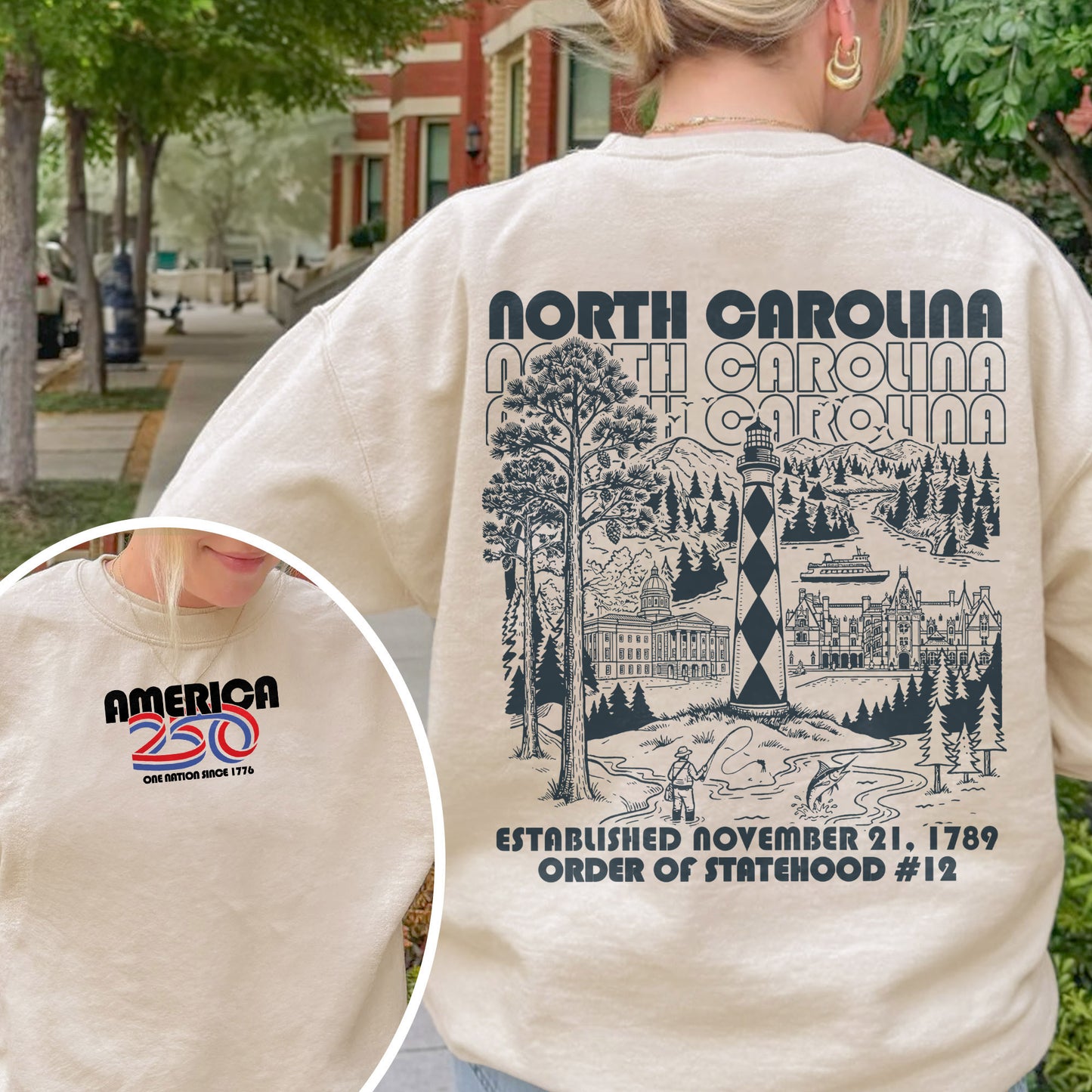 America 250 - USA 250th Anniversary - North Carolina - One Nation Since 1776 - American Heritage Sweatshirt