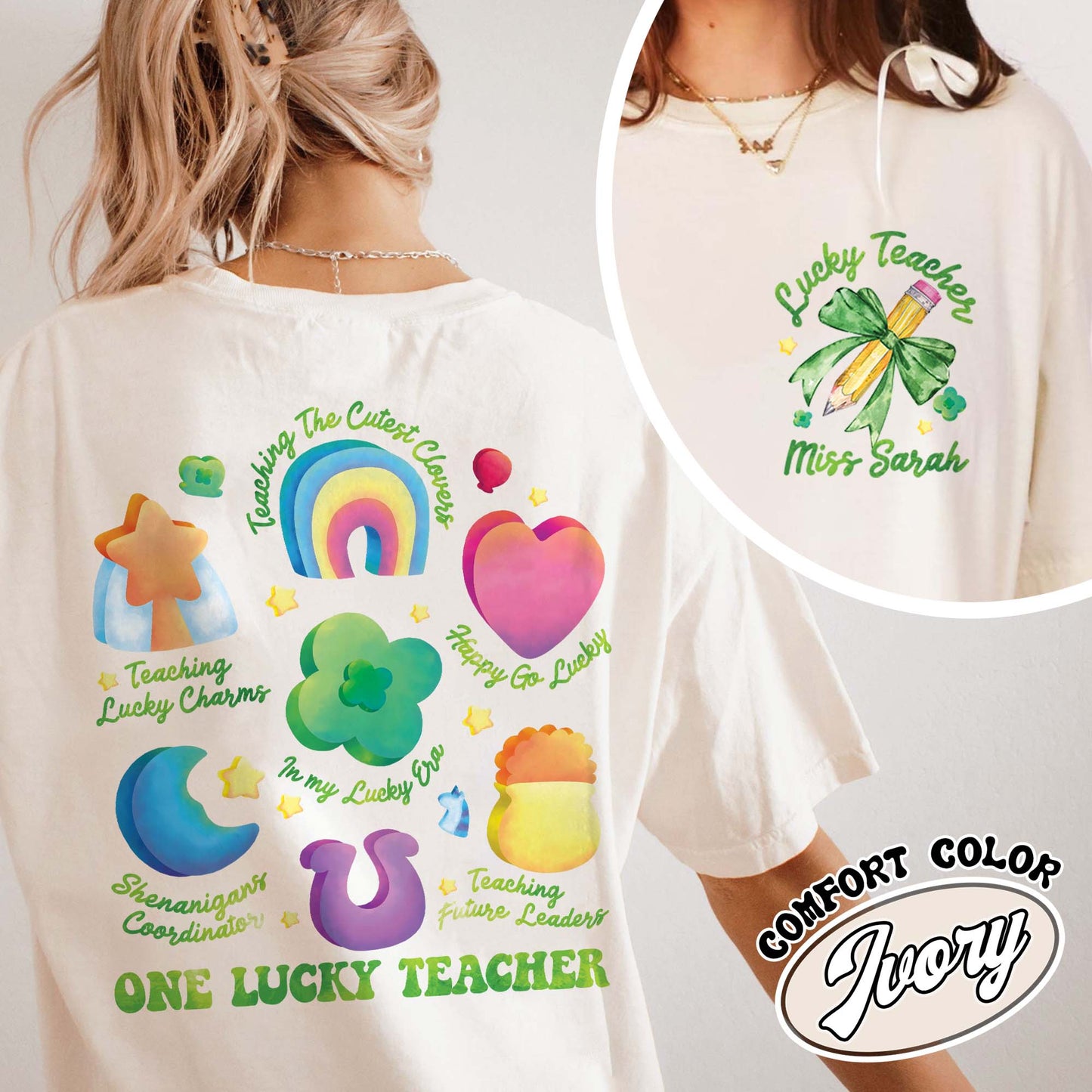 Saint Patrick’s Day Comfort Color Shirt, Custom Teaching Lucky Charms Shirt, One Lucky Teacher Shirt