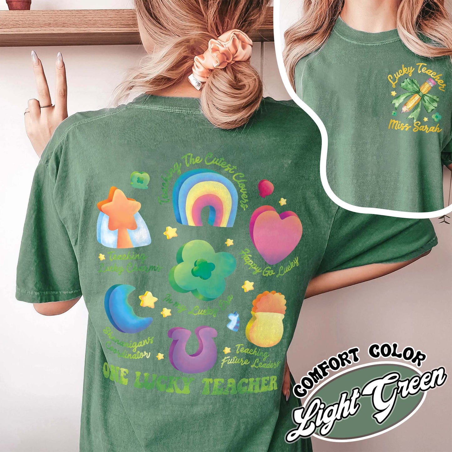 Saint Patrick’s Day Comfort Color Shirt, Custom Teaching Lucky Charms Shirt, One Lucky Teacher Shirt