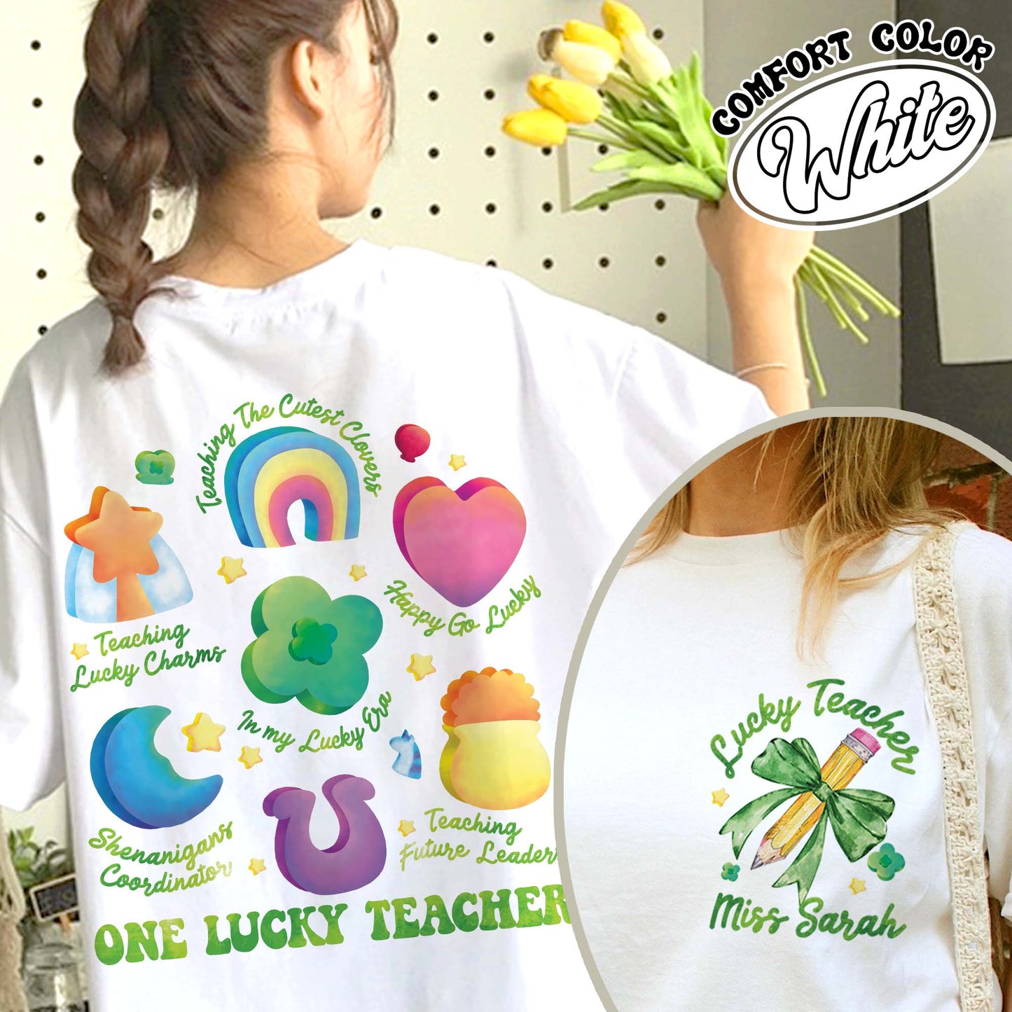 Saint Patrick’s Day Comfort Color Shirt, Custom Teaching Lucky Charms Shirt, One Lucky Teacher Shirt