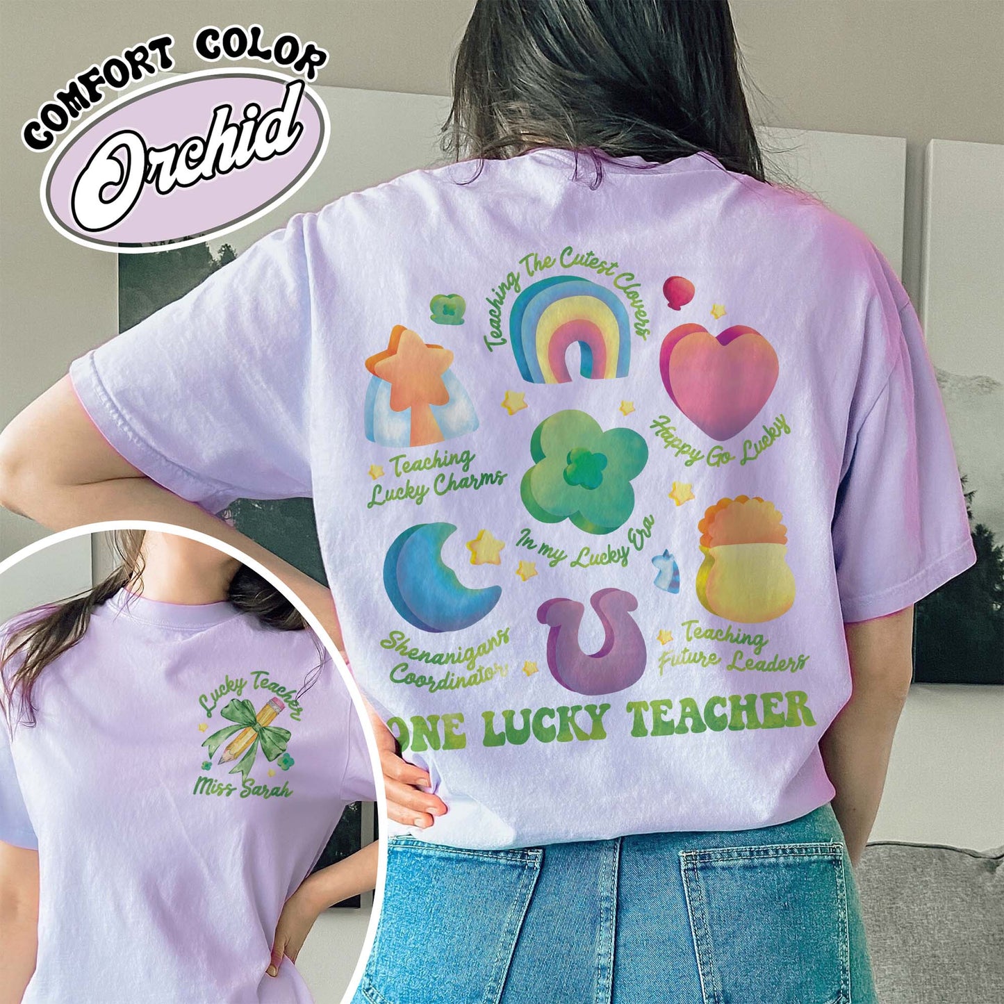 Saint Patrick’s Day Comfort Color Shirt, Custom Teaching Lucky Charms Shirt, One Lucky Teacher Shirt