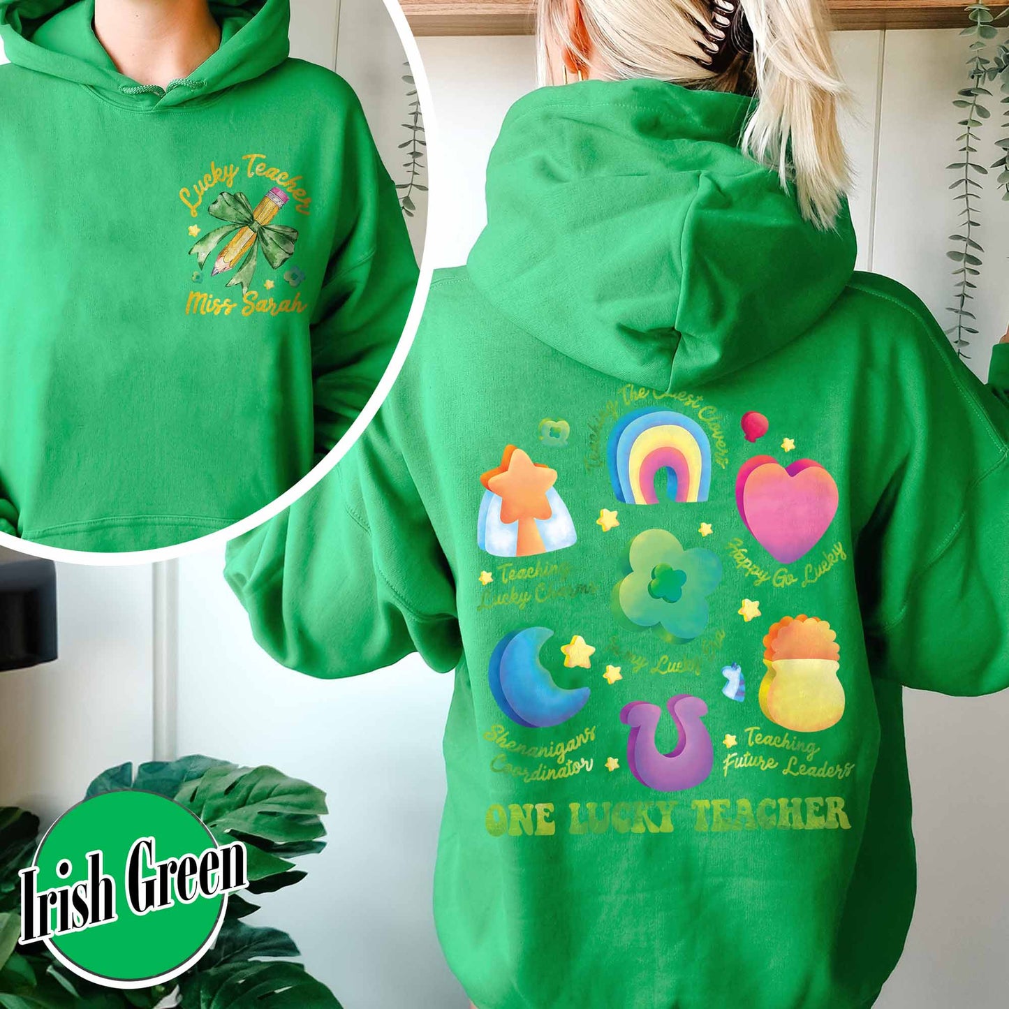 Saint Patrick’s Day Hoodie, Custom Teaching Lucky Charms Hoodie, One Lucky Teacher Hoodie