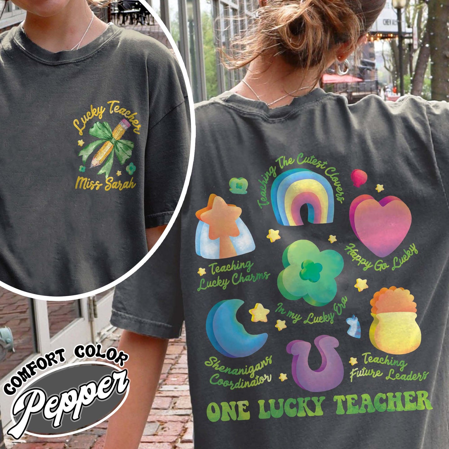 Saint Patrick’s Day Comfort Color Shirt, Custom Teaching Lucky Charms Shirt, One Lucky Teacher Shirt
