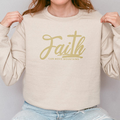Faith Can Move Mountains Sweatshirt | Christian Cross Bible Verse Sweatshirt