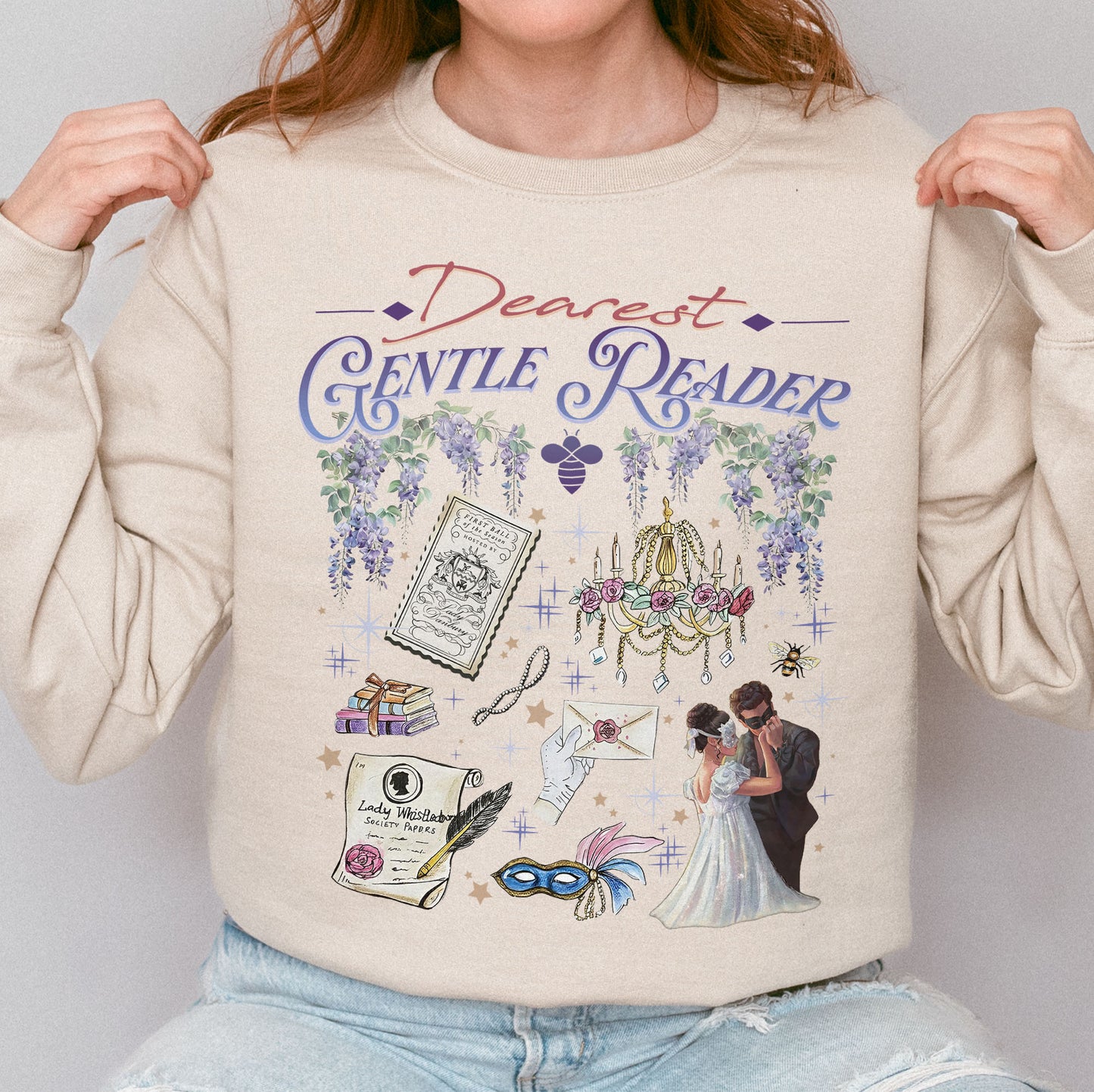 Dearest Gentle Reader, Regency Romance Aesthetic, Bridgerton Inspired Gift for Book Lovers Sweatshirt
