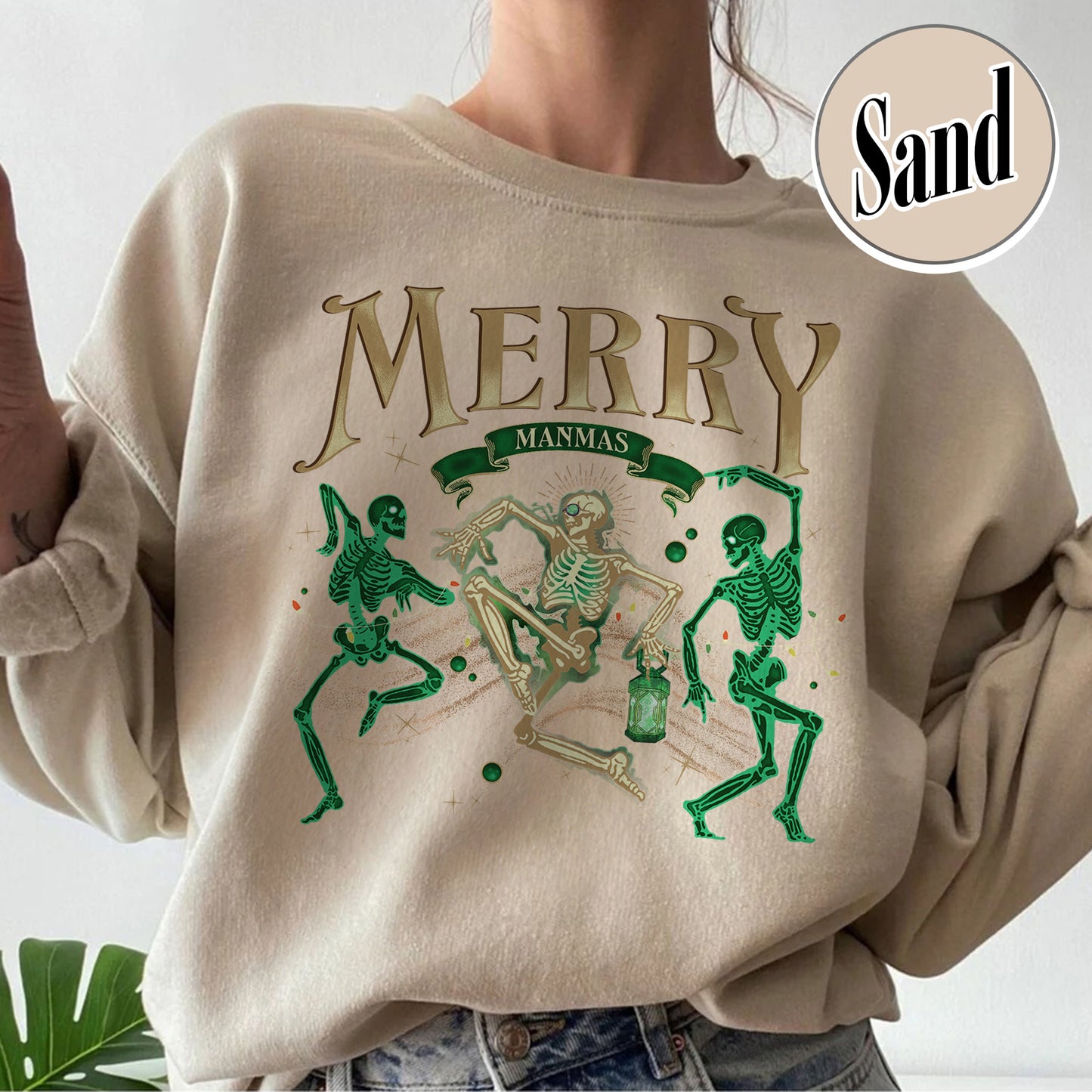 Merry Manmas Sweatshirt, Dancing Skeletons for Christmas Sweatshirt, Dancing Skeleton Christmas, Skeleton Christmas Tis the Season, Necromancer Sweatshirt