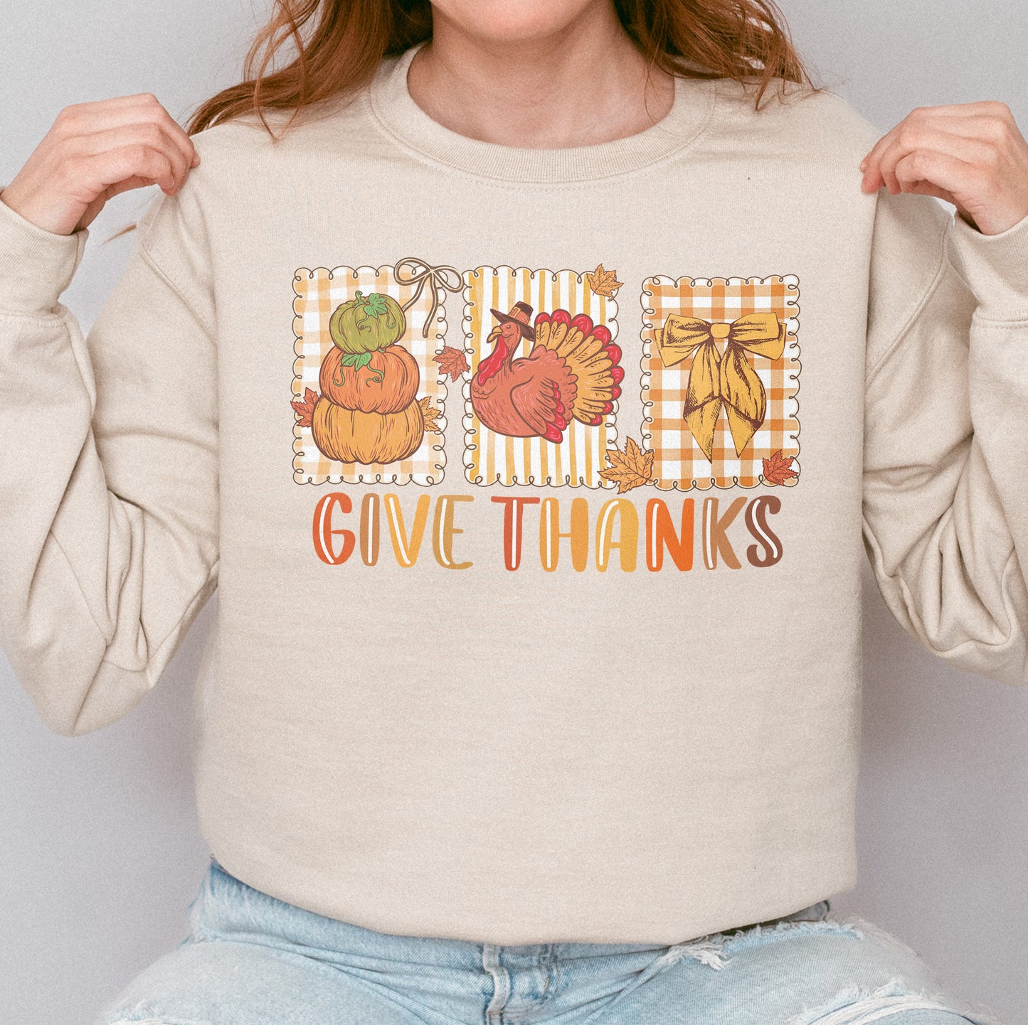Thanksgiving Holiday, Give Thanks Coquette, Fall Pumpkin Turkey, Grateful Thankful Blessed, Autumn Gift Sweatshirt