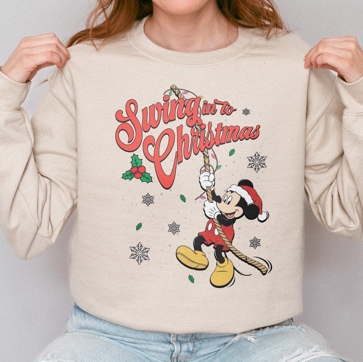 Swing Into Christmas Shirt: Funny Mickey Christmas Tee, Cute Holiday Shirt, Festive Disney Christmas Outfit Sweatshirt