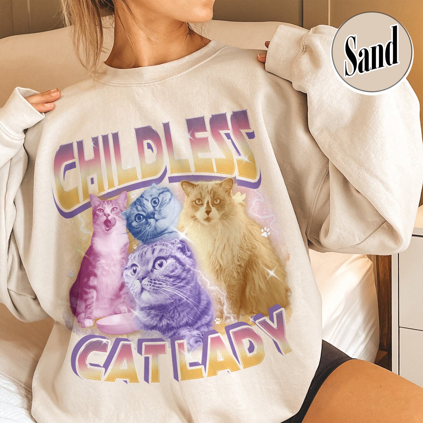 Election Sweatshirt, Childless Cat Lady Custom Bootleg 2024 Sweatshirt, Madame President Sweatshirt