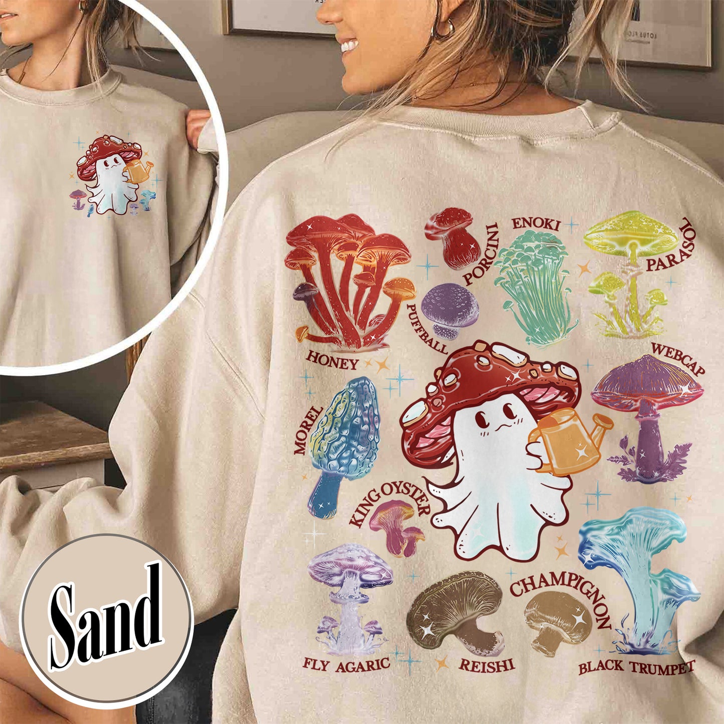 Halloween Sweatshirt, Magic Mushroom Microdose Sweatshirt, Mystical Mushroom Ghost Sweatshirt