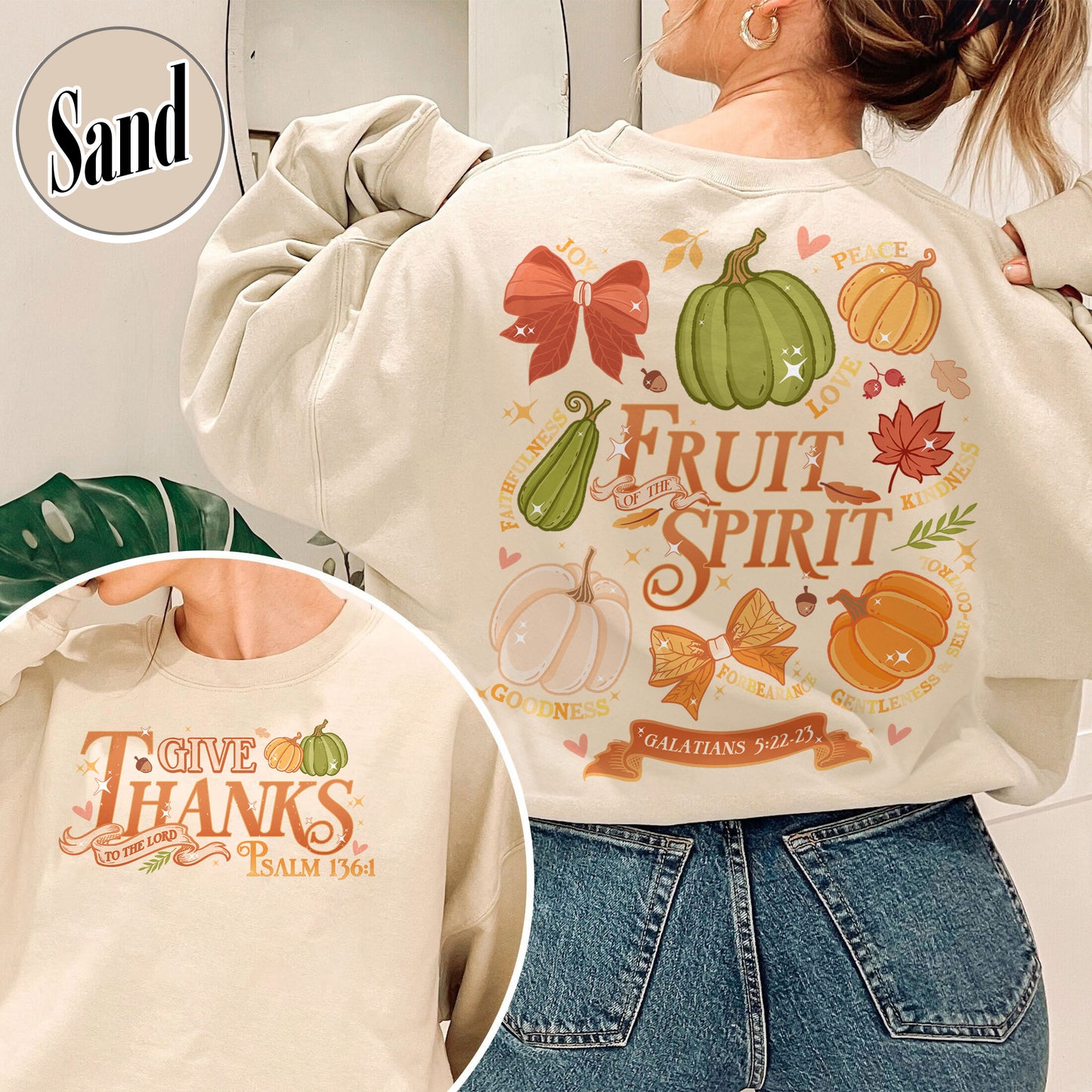 Christian Halloween Sweatshirts, Halloween Christian Pumpkin, Jesus Sweatshirt, Give Thanks to the Lord Sweatshirt, Psalms 136 Sweatshirt, Fall Autumn Sweatshirt