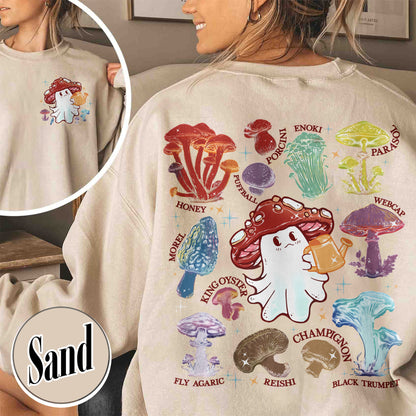 Halloween Sweatshirt, Magic Mushroom Microdose Sweatshirt, Mystical Mushroom Ghost Sweatshirt