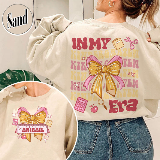 Back to School Sweatshirt, in My Kindergarten Era Sweatshirt, Custom Name Kinder Sweatshirts