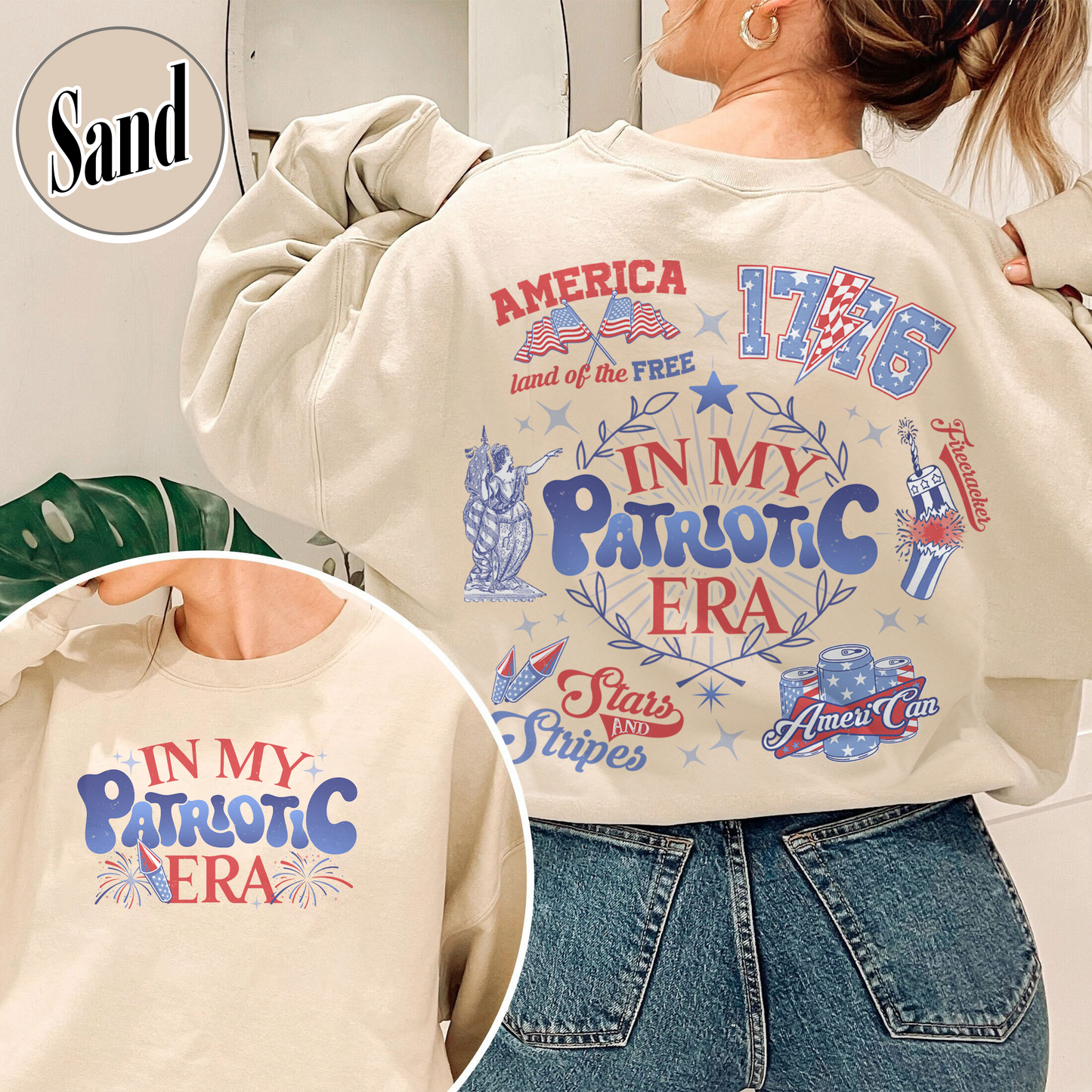 Patriotic Sweatshirt, America Retro Sweatshirt, Red White And Blue, Independence Day, Usa Flag, 4th Of July, Fourth Of July Sweatshirt