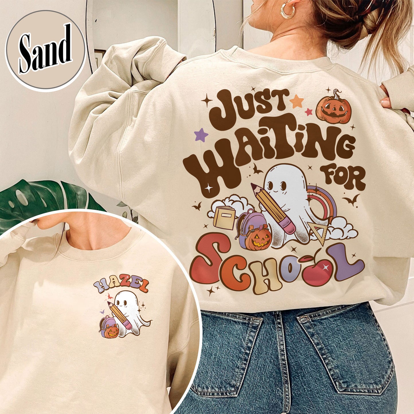 Halloween Sweatshirt, Waiting for Back to School Sweatshirt, Custom Halloween Teacher Sweatshirt