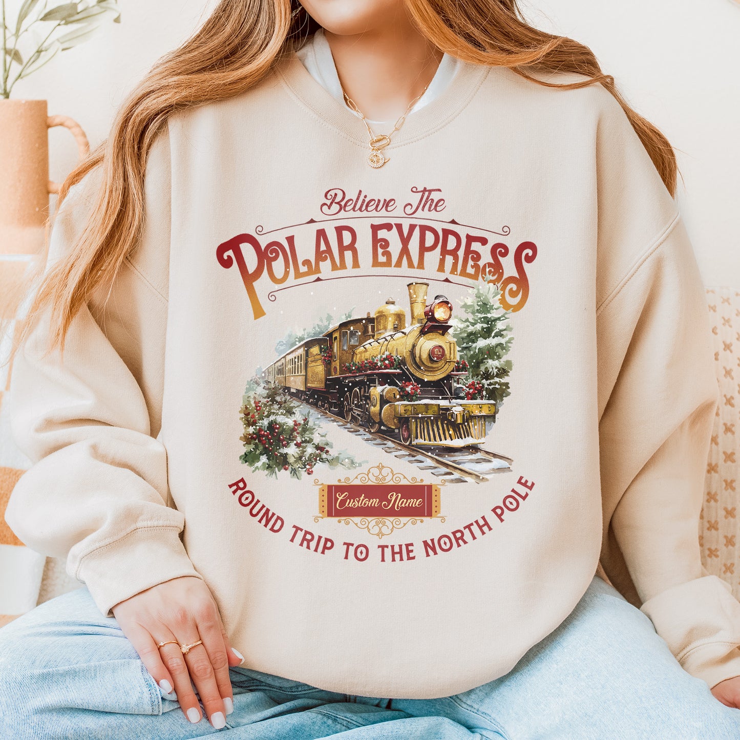 Custom Polar Express Sweatshirt | Believe Round Trip to the North Pole Sweatshirt