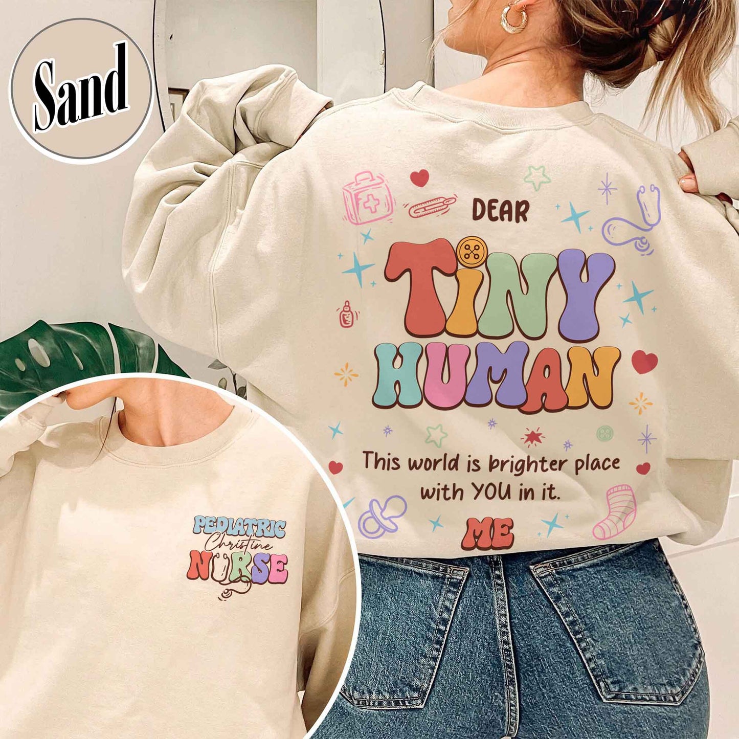 Pediatric Nurse Sweatshirt, Pediatric Nurse Sweatshirt, Pediatric Nurse Sweatshirt Custom, Dear Tiny Humans Behind Me, Pediatric Nurse Gift