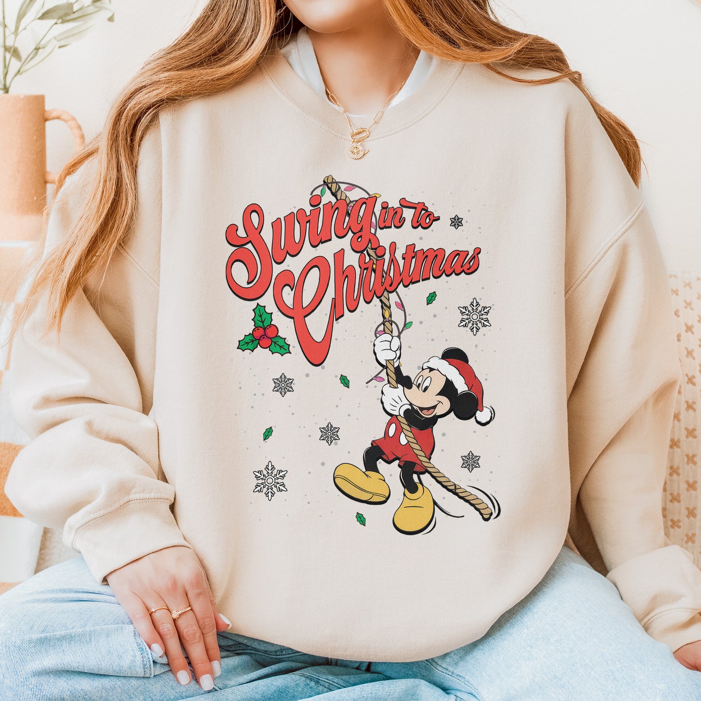 Swing Into Christmas Shirt: Funny Mickey Christmas Tee, Cute Holiday Shirt, Festive Disney Christmas Outfit Sweatshirt