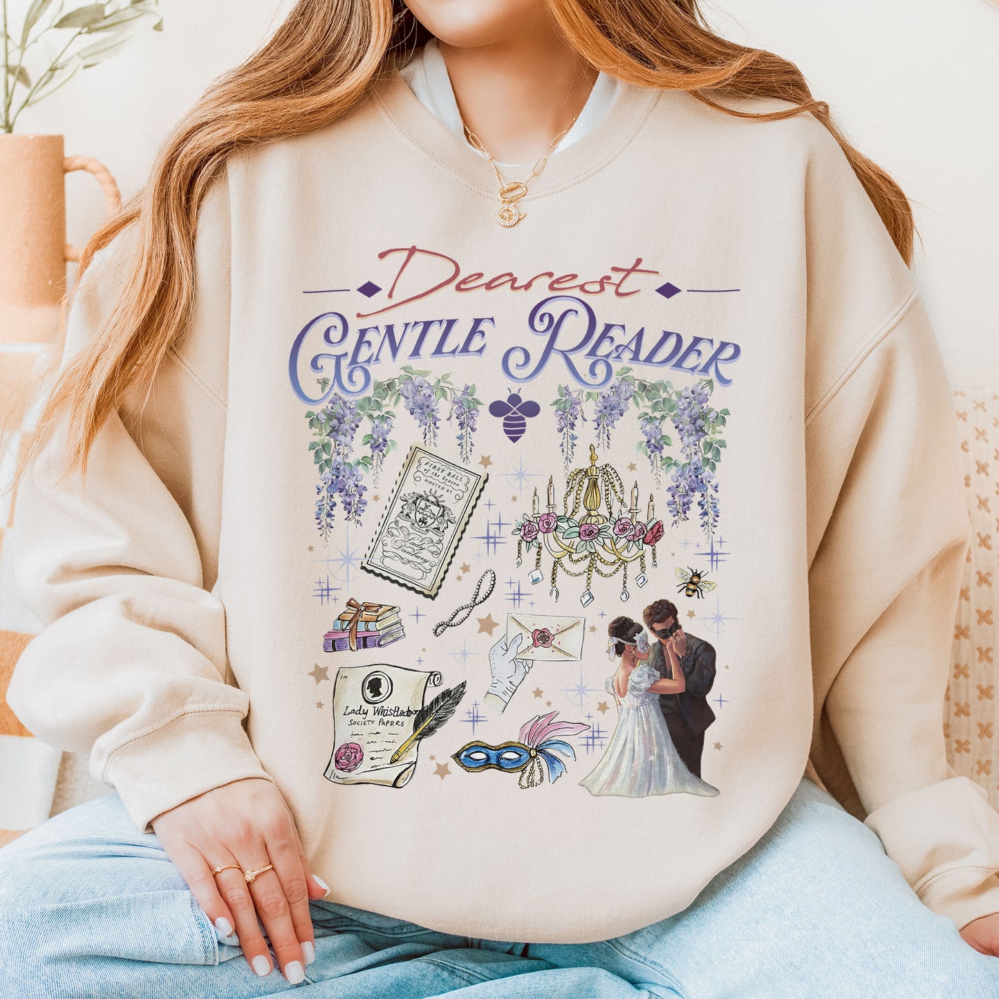 Dearest Gentle Reader, Regency Romance Aesthetic, Bridgerton Inspired Gift for Book Lovers Sweatshirt