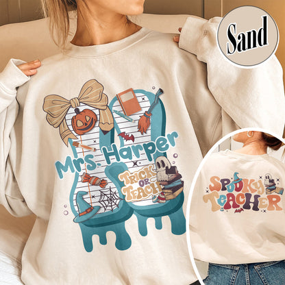 Back to School Sweatshirt, Personalized Halloween Teacher Sweatshirt, First Day of School Sweatshirt