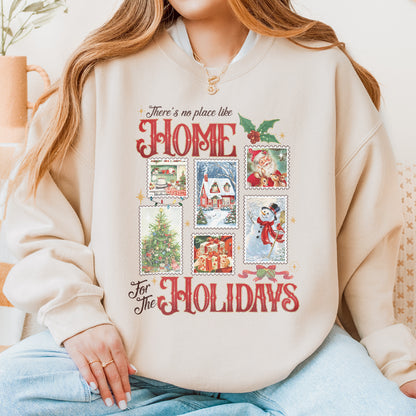 Home for the Holidays Sweatshirt: Vintage Christmas Sweatshirt, Merry Xmas Sweatshirt, Festive Family Xmas Sweatshirt