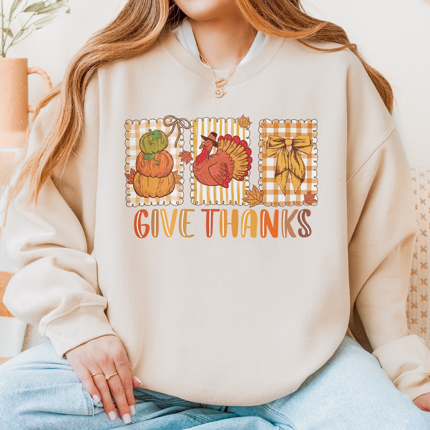 Thanksgiving Holiday, Give Thanks Coquette, Fall Pumpkin Turkey, Grateful Thankful Blessed, Autumn Gift Sweatshirt