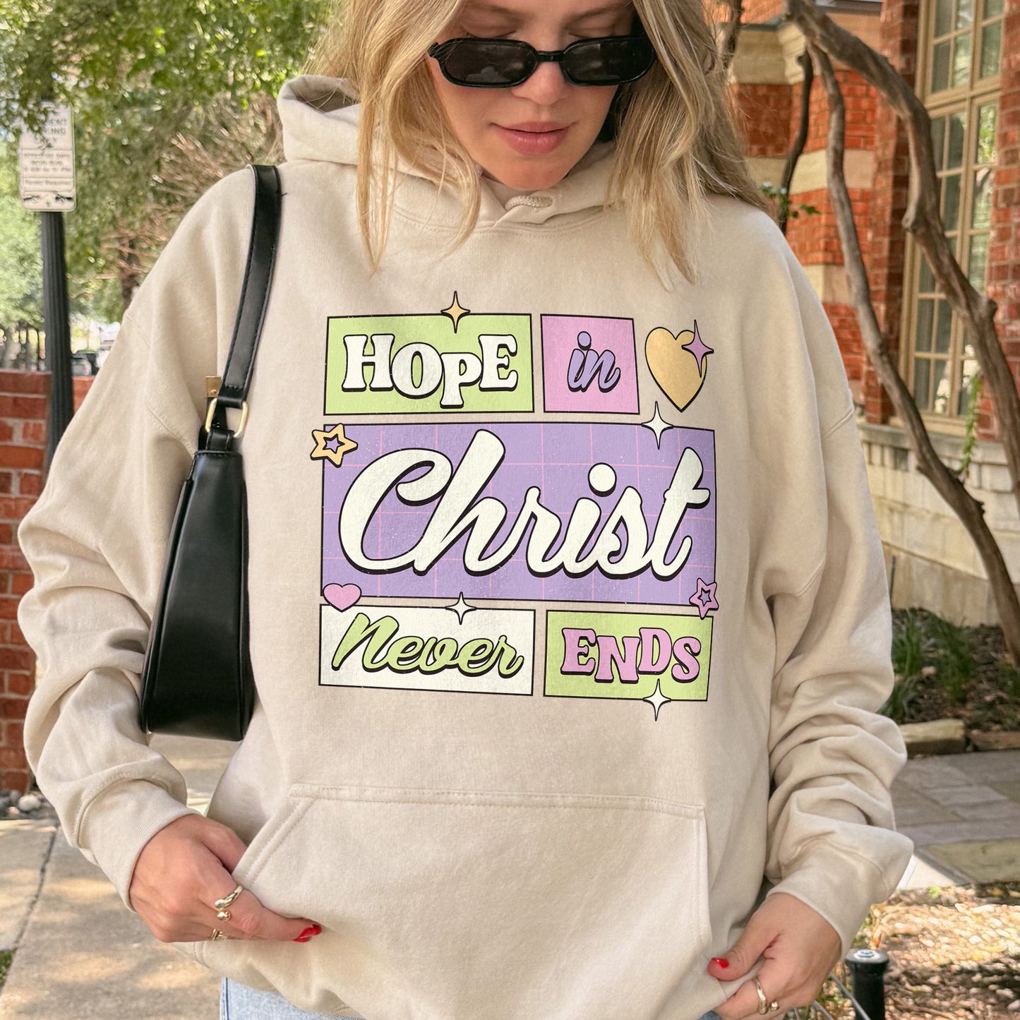 Hope in Christ Never Ends Hoodie: Vintage Christian Hoodie, God Never Fails Hoodie, Cute Pastel Jesus Hoodie