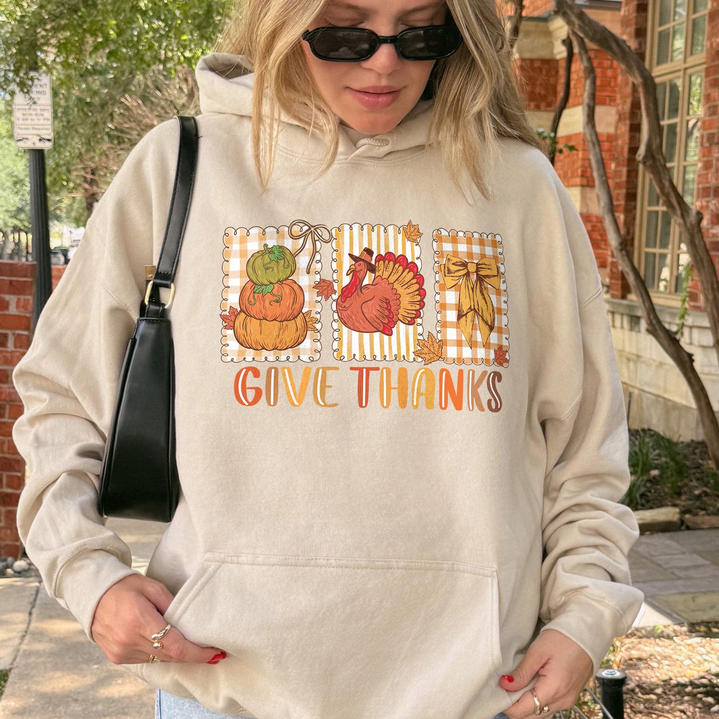 Thanksgiving Holiday, Give Thanks Coquette, Fall Pumpkin Turkey, Grateful Thankful Blessed, Autumn Gift Hoodie
