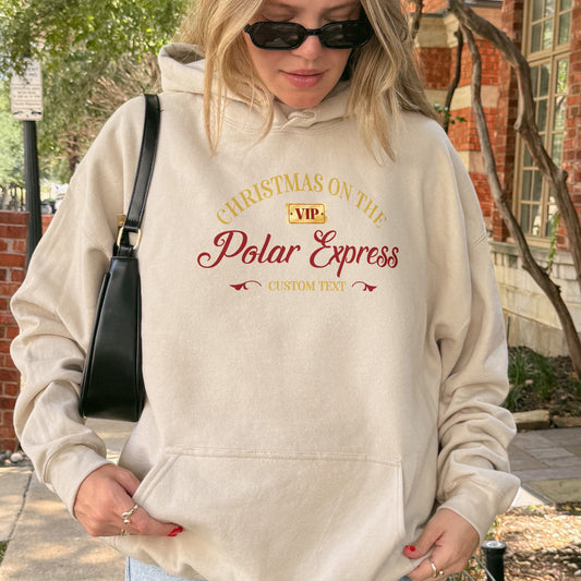 Custom Polar Express Christmas Hoodie: Matching Family Christmas Hoodies, Personalized Polar Express Hoodie, Holiday Train Hoodie