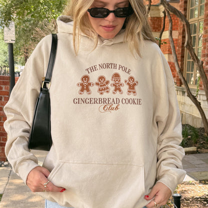 Gingerbread Cookie Club Hoodie: Vintage Holiday Hoodie