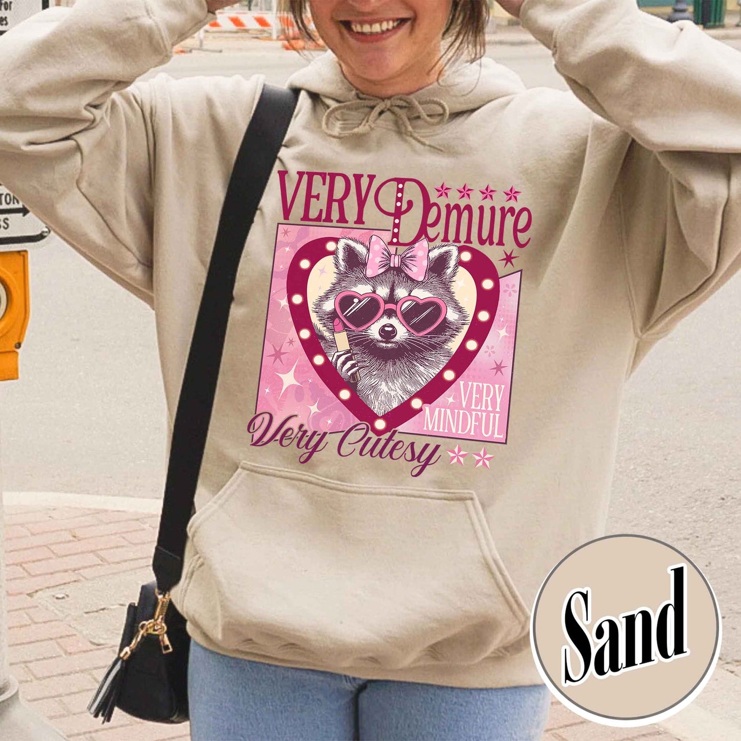 Funny Racoon Hoodie, Very Demure Very Mindful Hoodie, Demure Social Club Hoodie