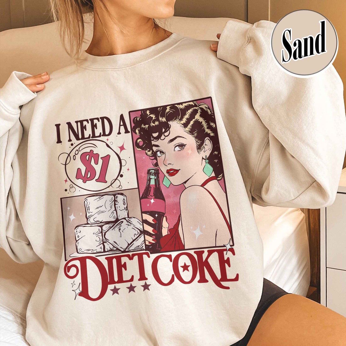 Diet Coke Sweatshirt, I Need a Diet Coke Pop Caffeine Cola Drinks Sweatshirt, Trendy Funny Sweatshirt