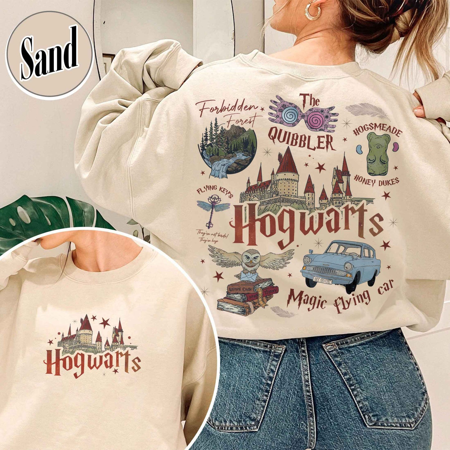 Wizard School Fandom Sweatshirt, Book Reading Magic Sweatshirt, Bookish Sweatshirt, Hp Inspired Two Sided Sweatshirt, Gift For Friends