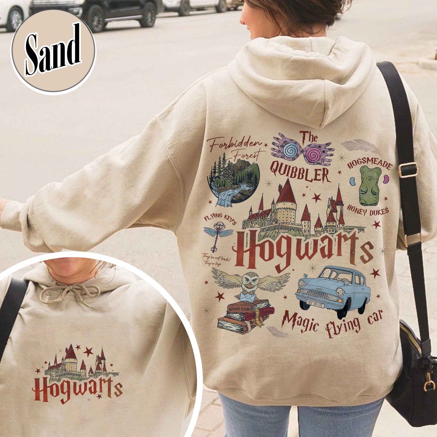 Wizard School Fandom Hoodie, Book Reading Magic Hoodie, Bookish Hoodie, Hp Inspired Two Sided Hoodie, Gift For Friends